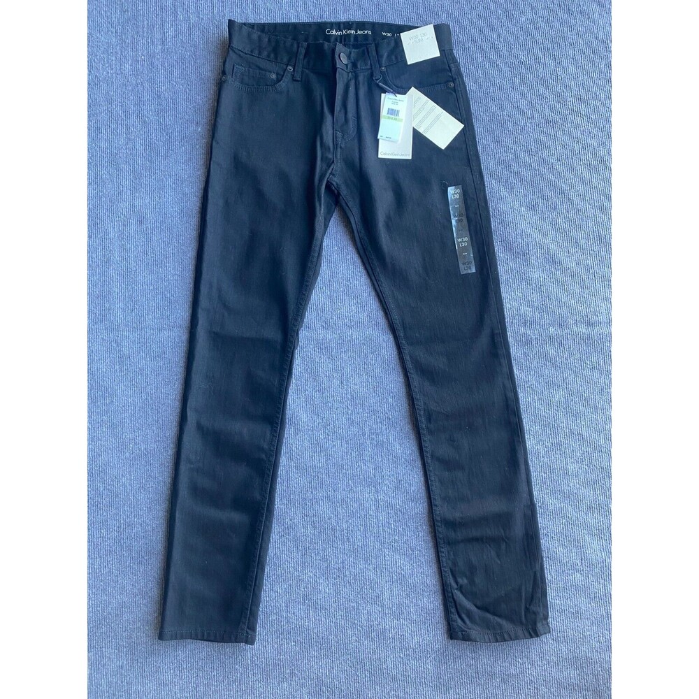 CALVIN KLEIN Jeans Slim Straight Fit Black Cotton Blend Men's Casual 32x31.5